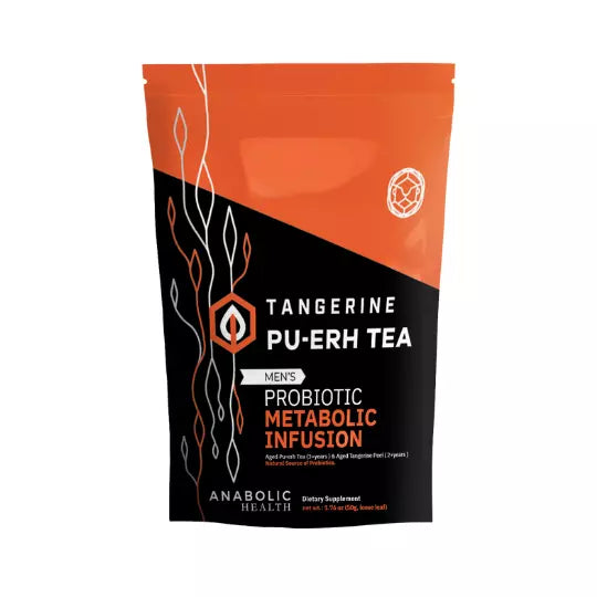 A bag of Anabolic Health's testosterone-boosting Tangerine Pu-erh Tea.